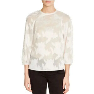 Karen Millen *RARE*White Floral Devore Top